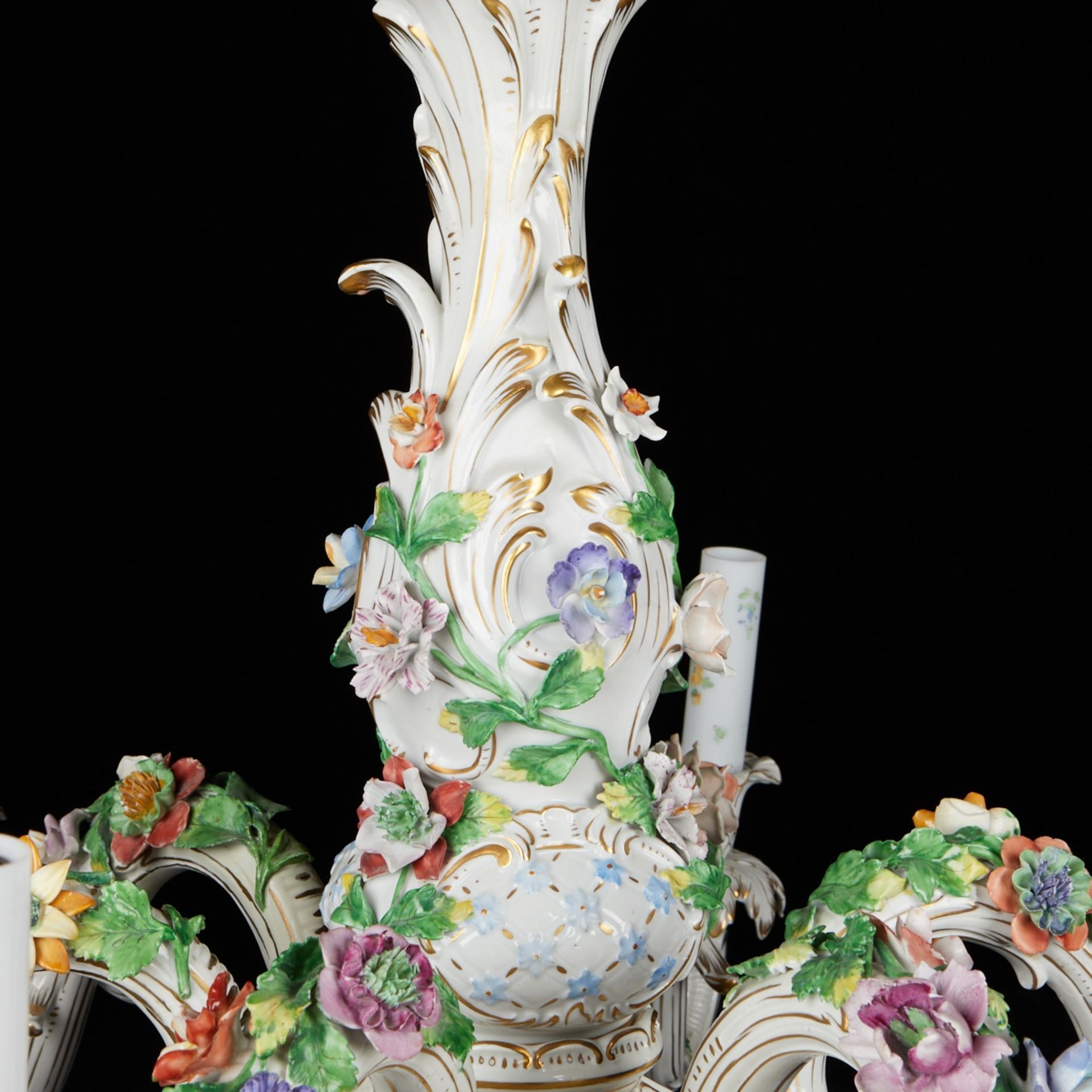 Dresden Style Six Arm Porcelain Chandelier - Image 8 of 12