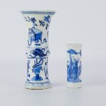 2 Chinese Kangxi B&W Porcelain Vases