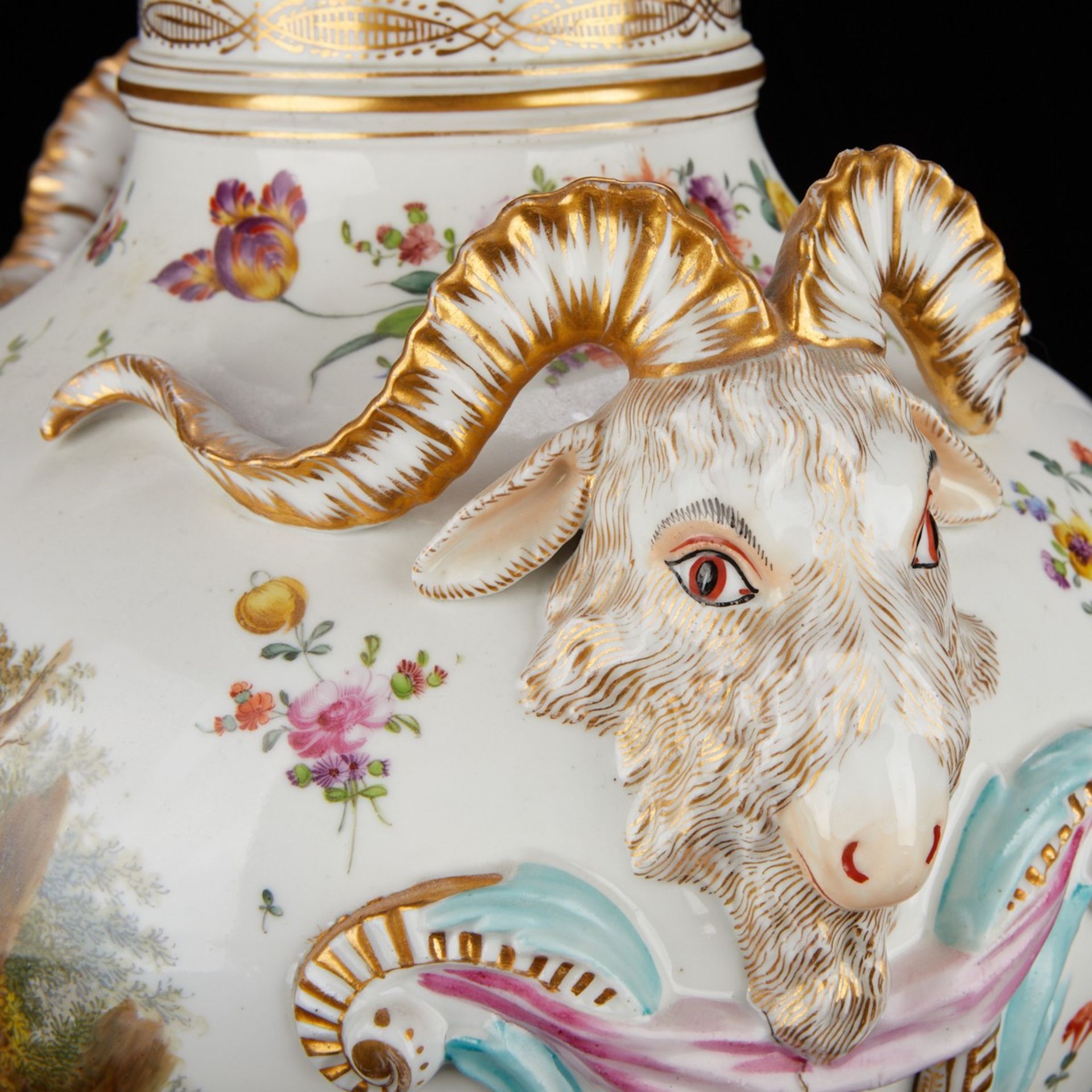 Carl Thieme Porcelain Urn w/ Goat's Heads - Bild 7 aus 12