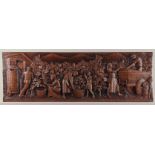 Large Wood Relief Carving of Grape Harvest