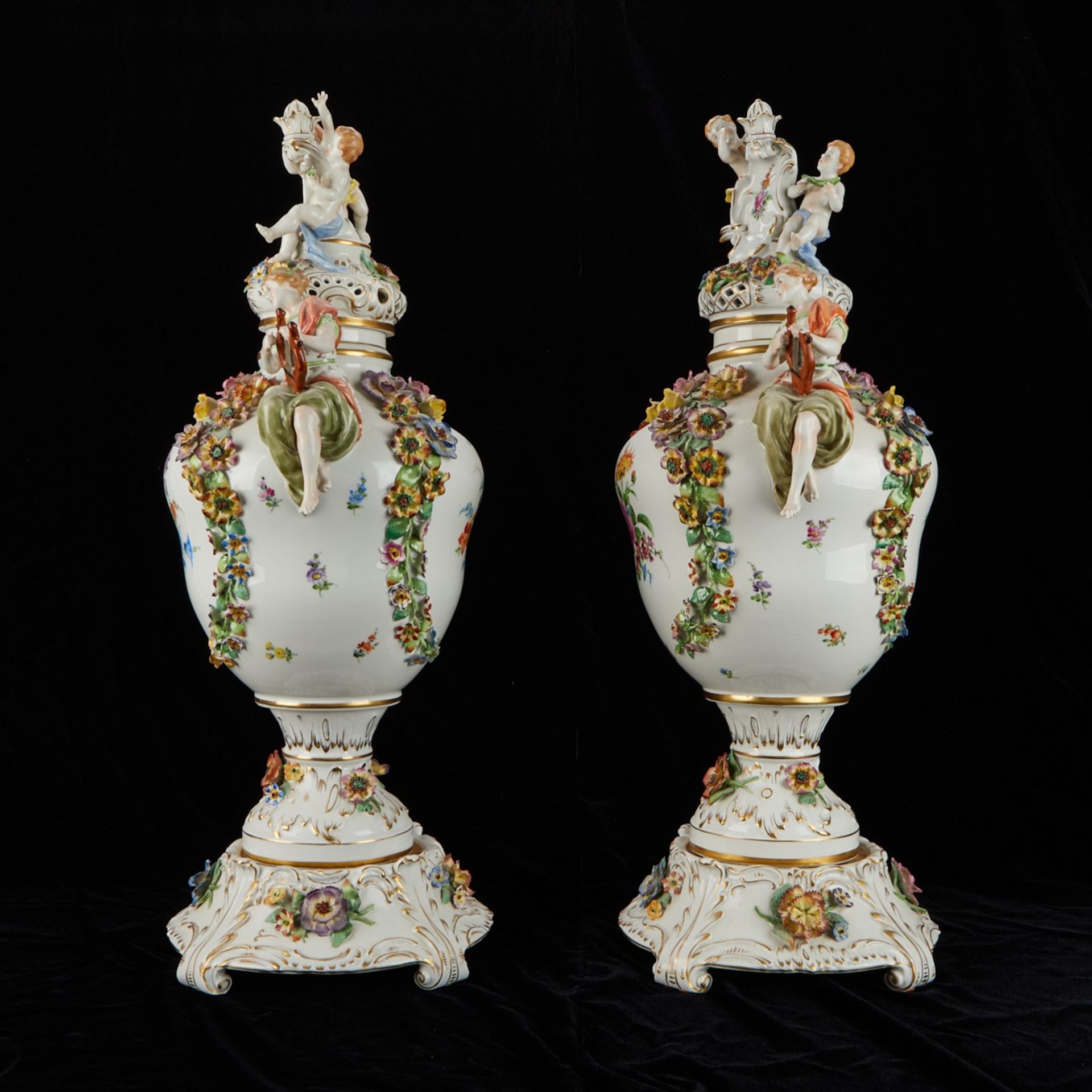 Pr of Large Porcelain Von Schierholz Urns 30 in. - Bild 2 aus 11