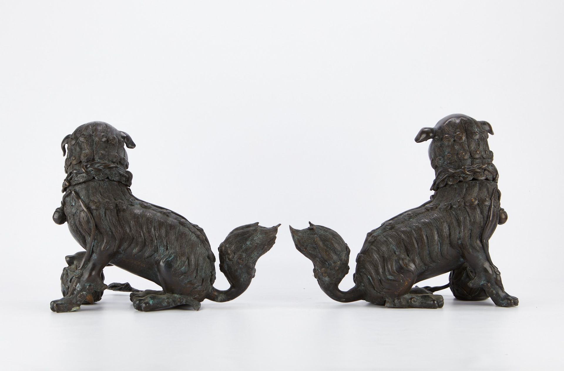 Pair of Antique Chinese Bronze Foo Dog Censers - Image 4 of 6