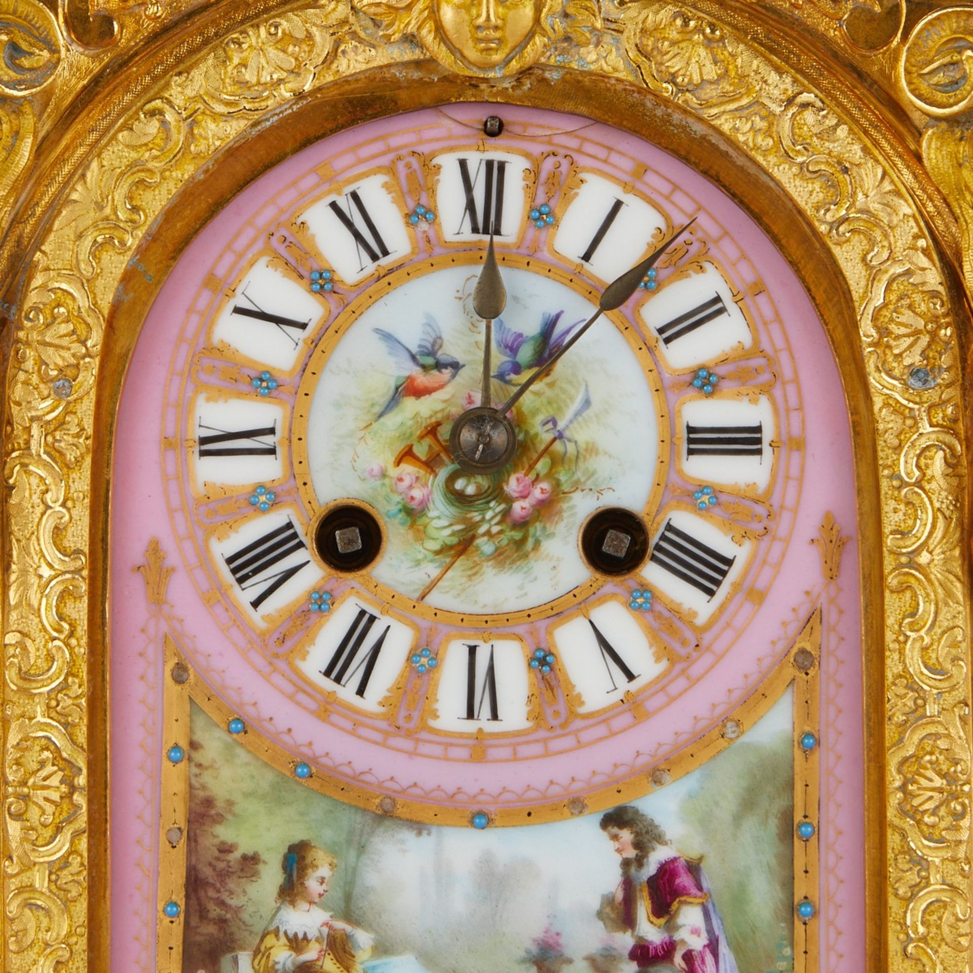 Louis XVI Style French Porcelain Bronze Mantel Clock - Image 2 of 8