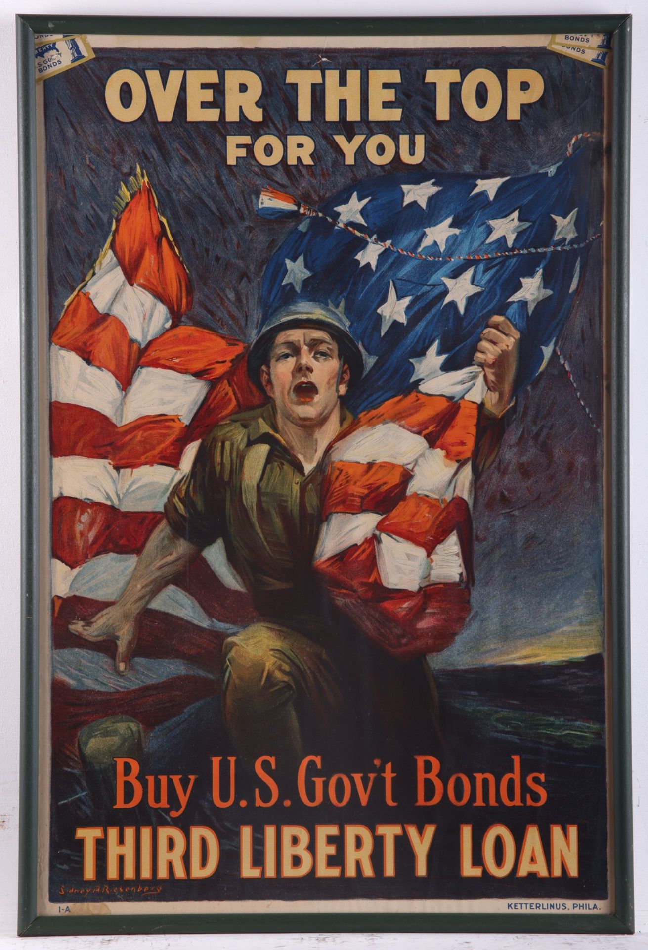 Riesenberg "Over the Top" WWI War Bonds Poster - Bild 2 aus 3