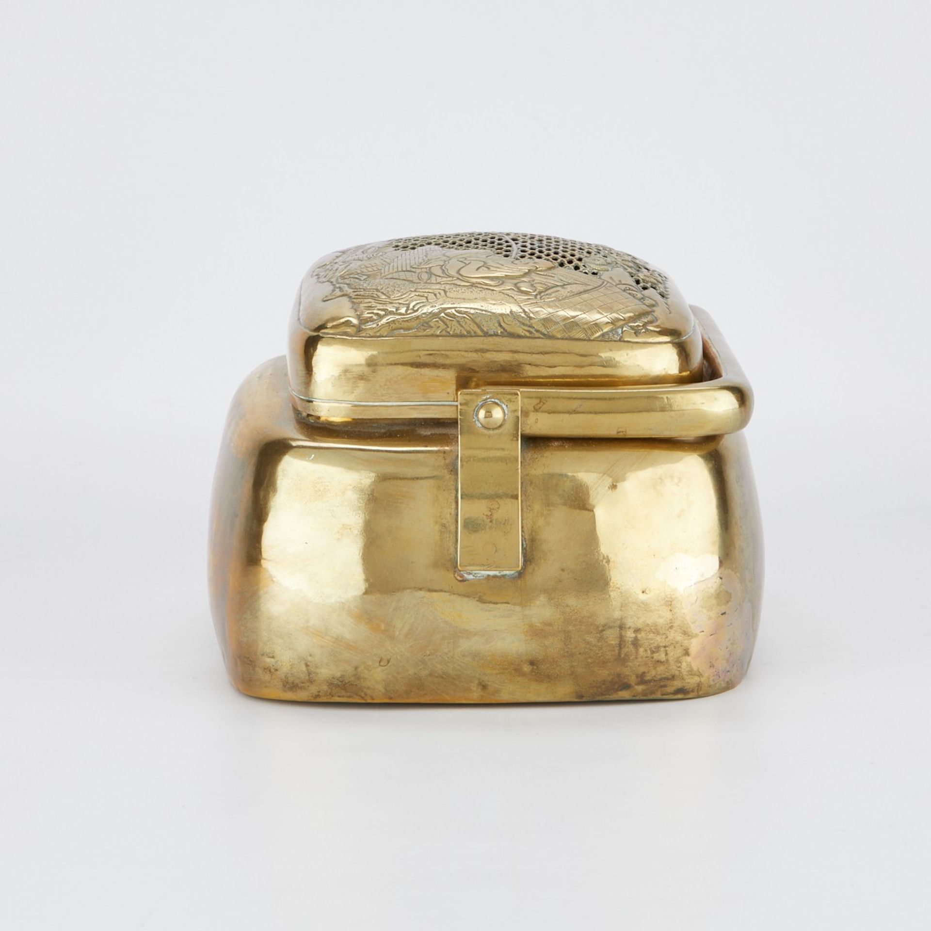 Lrg Chinese Qing Brass Hand Foot Warmer - Image 6 of 8
