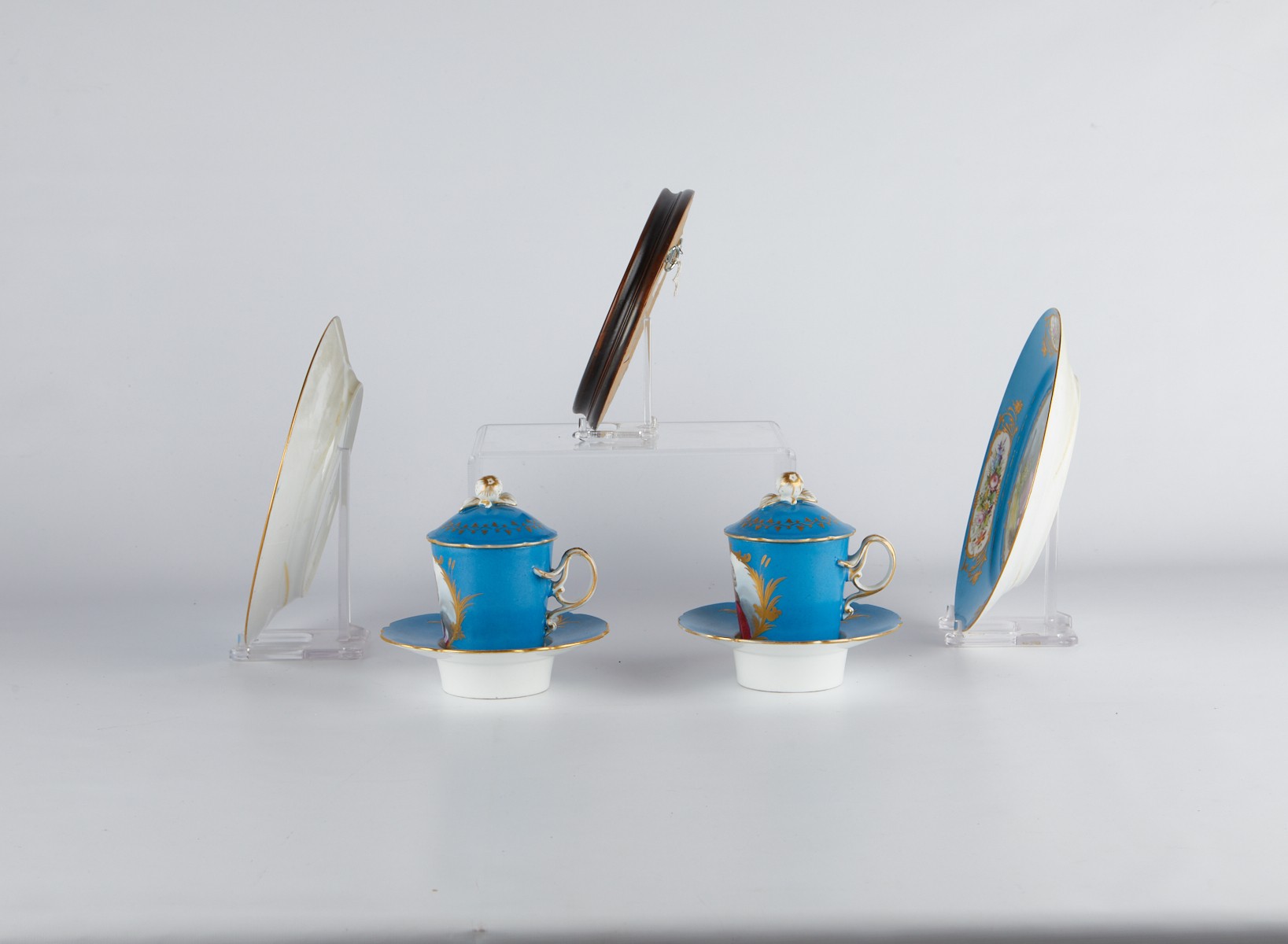 7 Bleu Celeste Sevres Style French Porcelain - Image 5 of 6