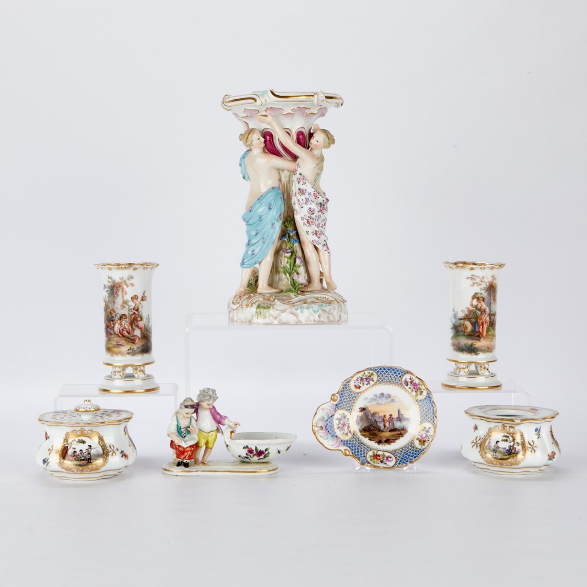 7 Meissen Porcelain Vessels