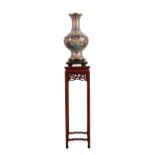 Large Chinese Cloisonne Vase with Stand and Table