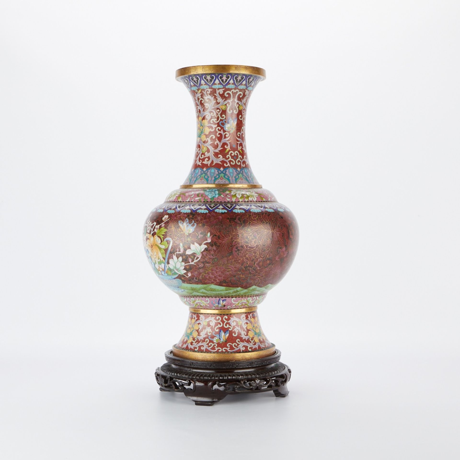Large Chinese Cloisonne Vase with Stand and Table - Bild 4 aus 7