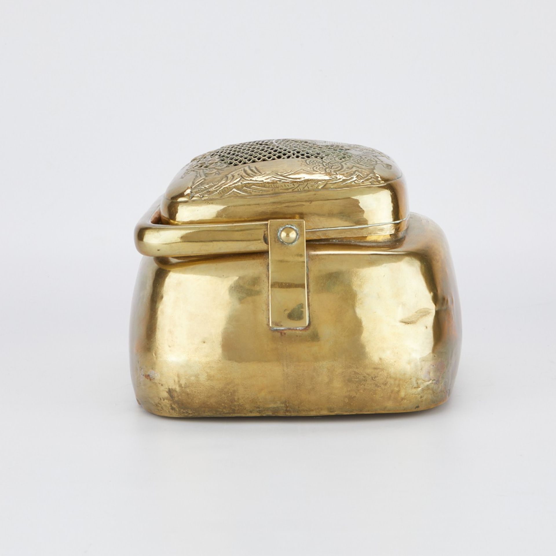 Lrg Chinese Qing Brass Hand Foot Warmer - Image 5 of 8
