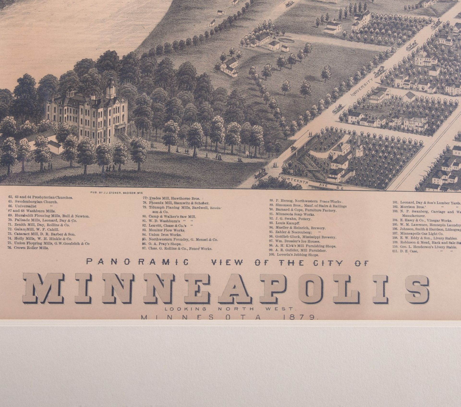 Ruger & Stoner "View of Minneapolis, 1879" Map - Bild 3 aus 3