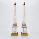 Pr French Empire Baccarat Style Crystal Obelisks