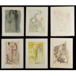 6 Salvador Dali Prints "Divine Comedy" Signed