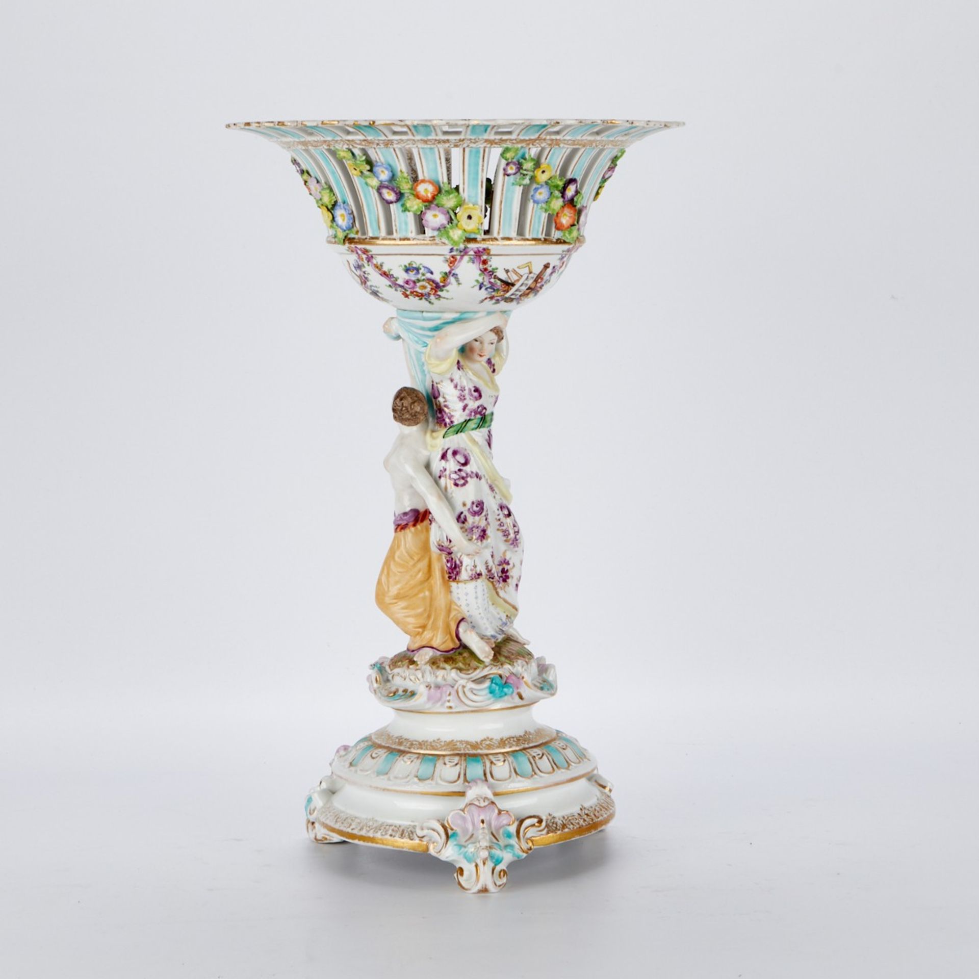 Lrg Meissen Style Centerpiece w/ Pierced Bowl - Bild 3 aus 5