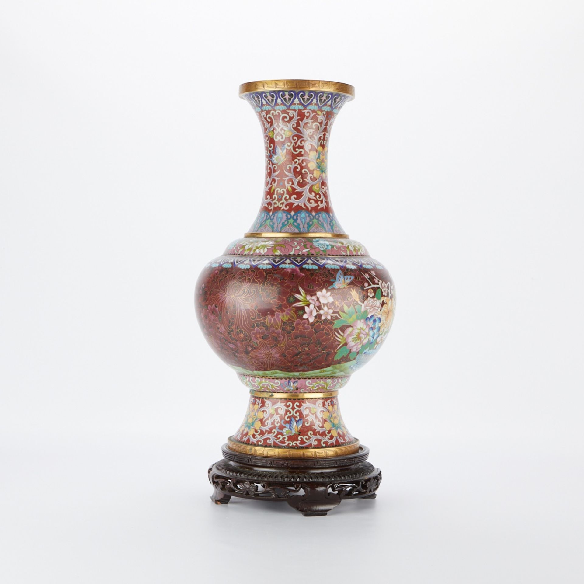 Large Chinese Cloisonne Vase with Stand and Table - Bild 3 aus 7
