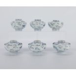 Set: 6 Chinese Dragon 18th c. Bowls w/ Lids