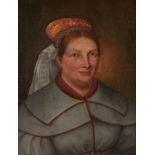 19th c. Russian School Oil Painting of Bride - Illegibly Signed