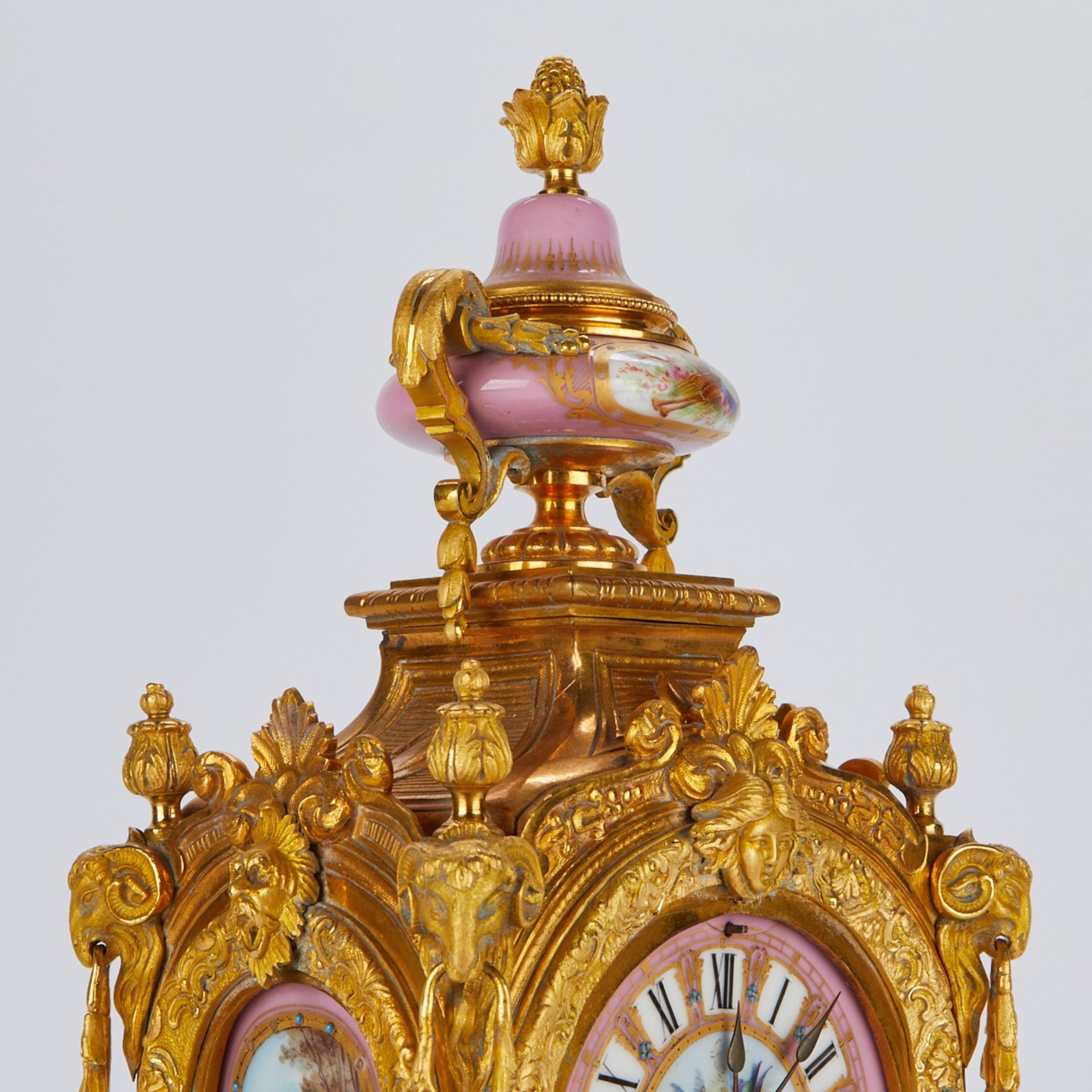 Louis XVI Style French Porcelain Bronze Mantel Clock - Image 6 of 8