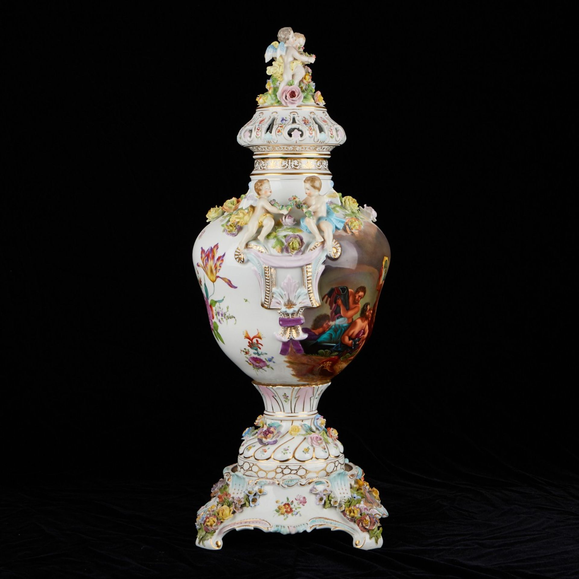 Carl Thieme Porcelain Urn w/ Cherubs - Bild 4 aus 7