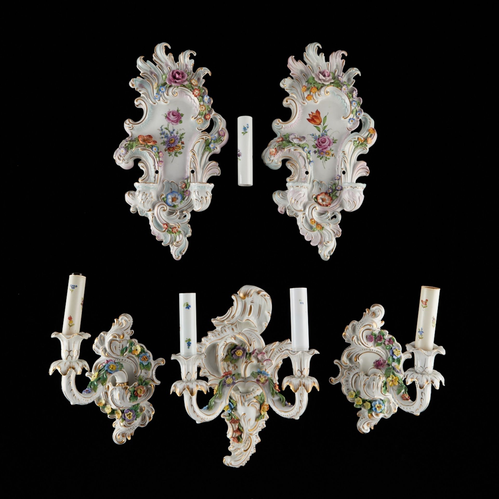 5 Porcelain Wall Sconces - Thieme, Von Schierholz