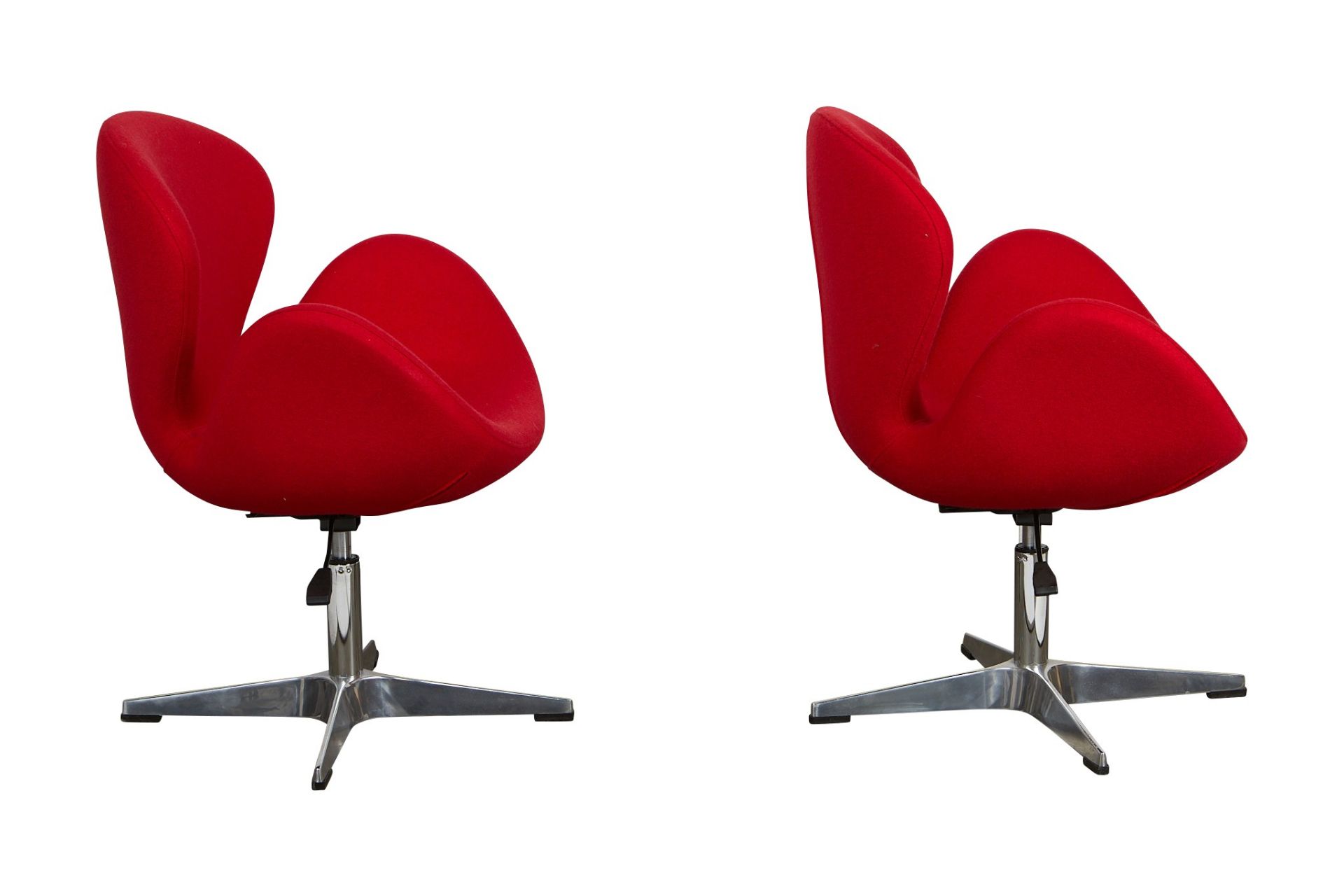 Pair Arne Jacobsen Style Red Swan Chairs - Bild 3 aus 5