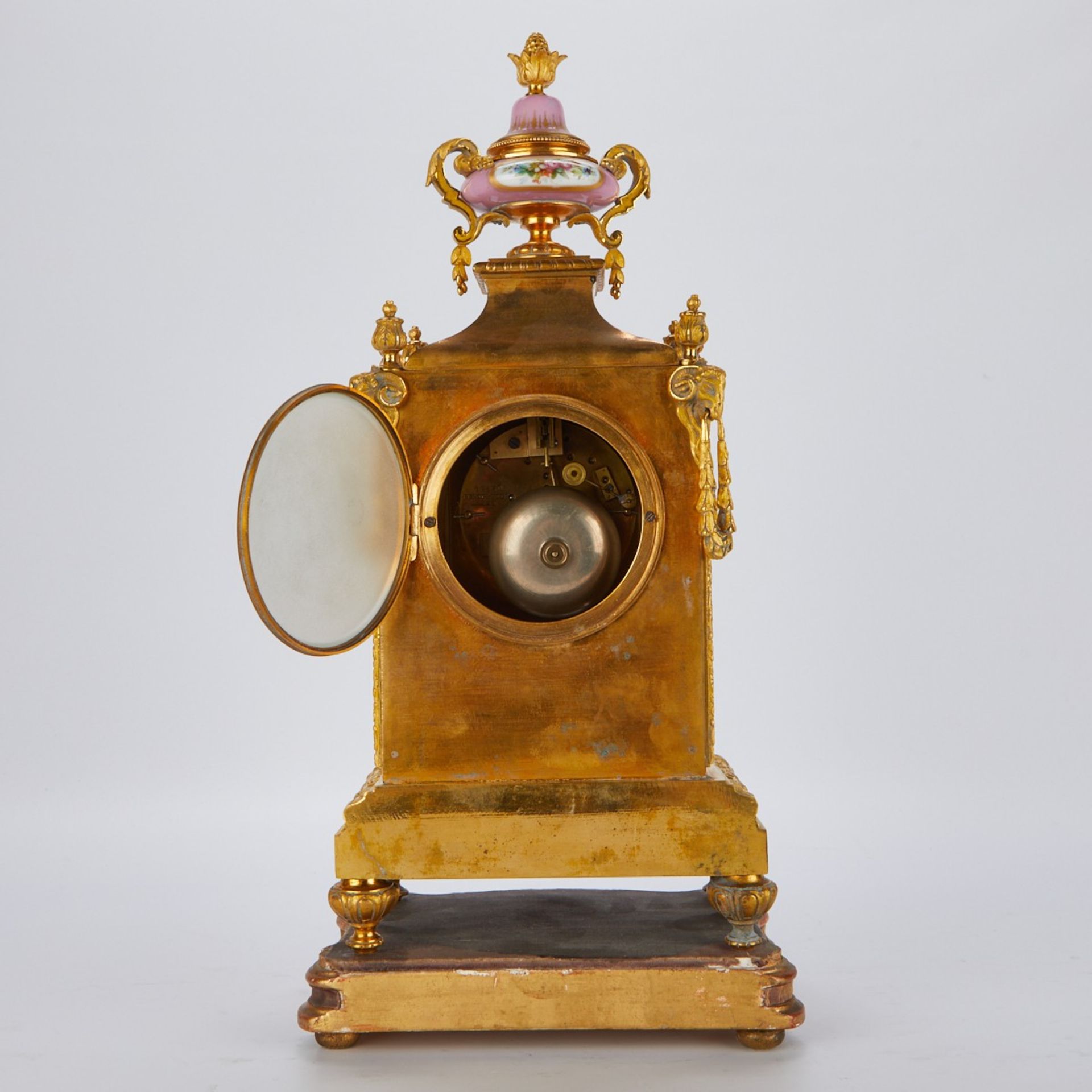 Louis XVI Style French Porcelain Bronze Mantel Clock - Image 7 of 8