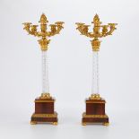 Pr Large French Empire Crystal Bronze Candelabras