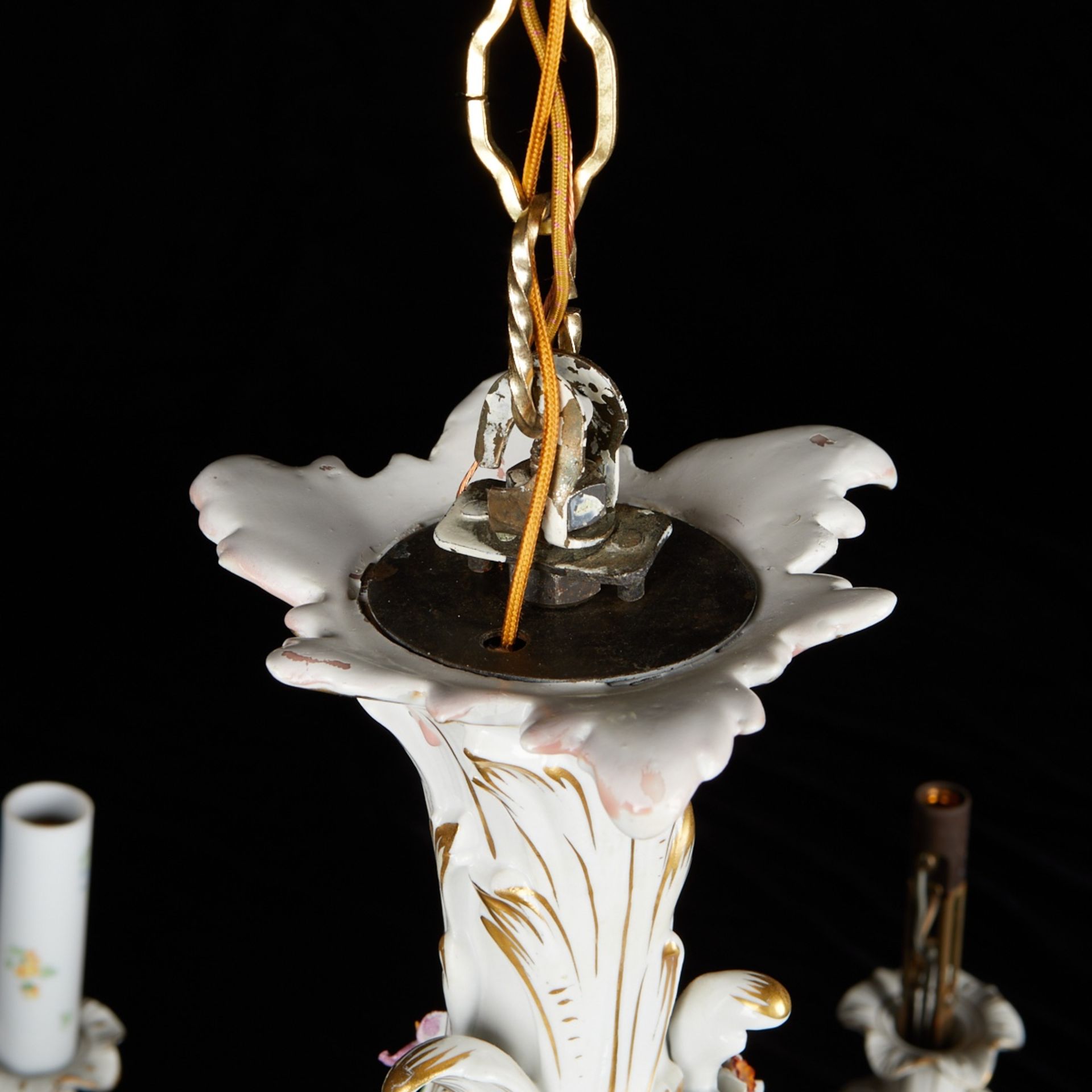 Dresden Style Six Arm Porcelain Chandelier - Image 7 of 12