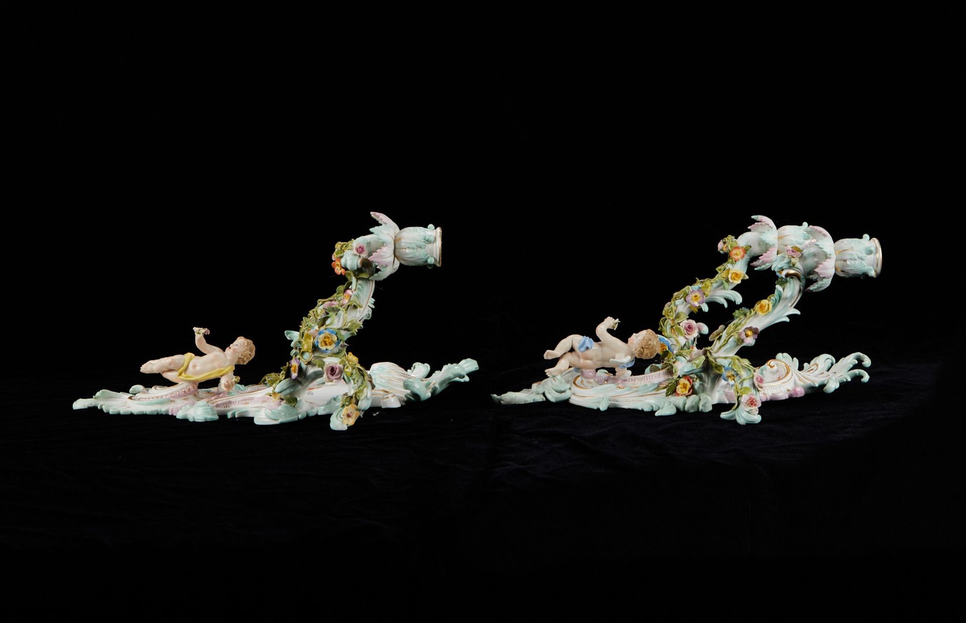 Pair of Meissen Porcelain Candle Wall Sconces - Bild 3 aus 8