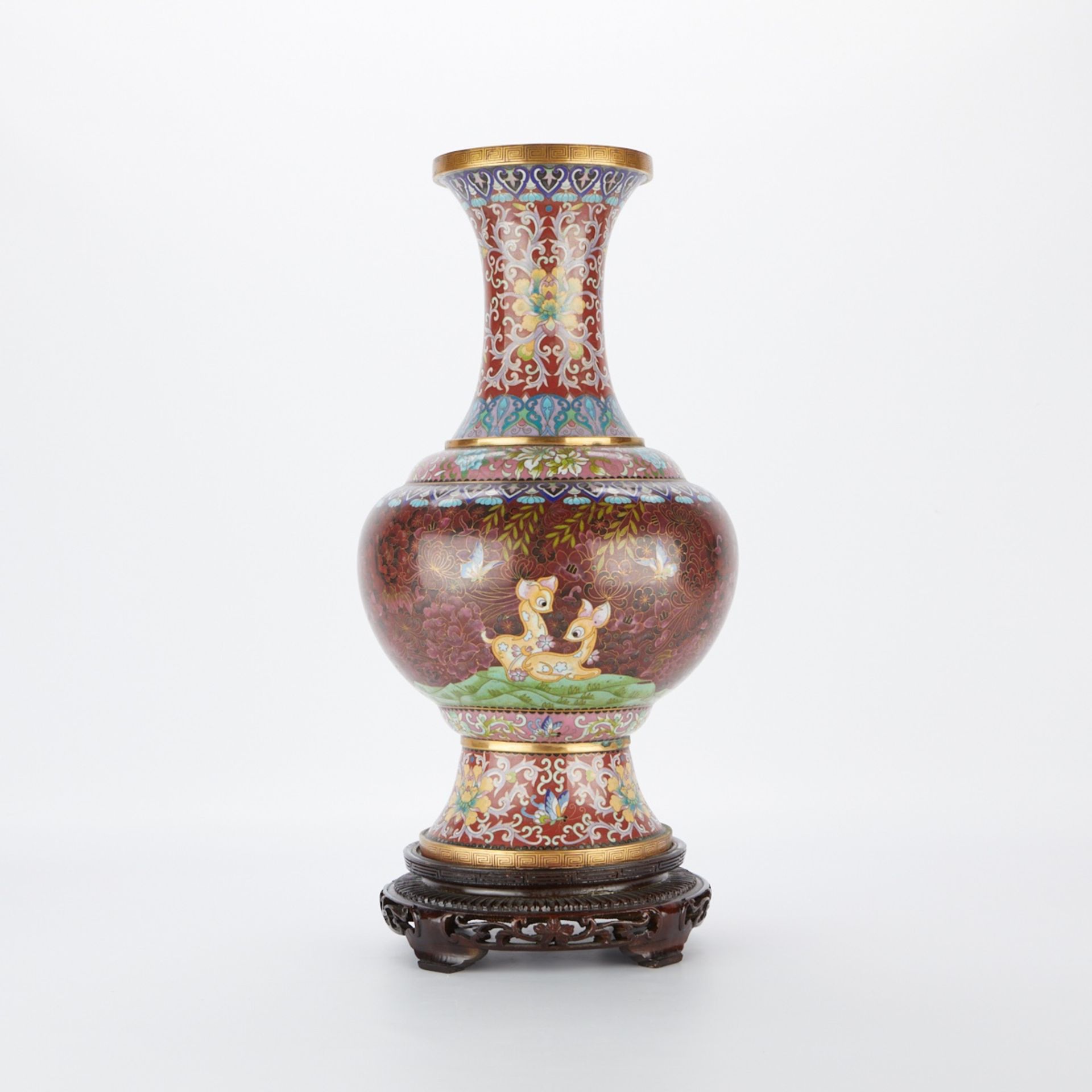 Large Chinese Cloisonne Vase with Stand and Table - Bild 2 aus 7
