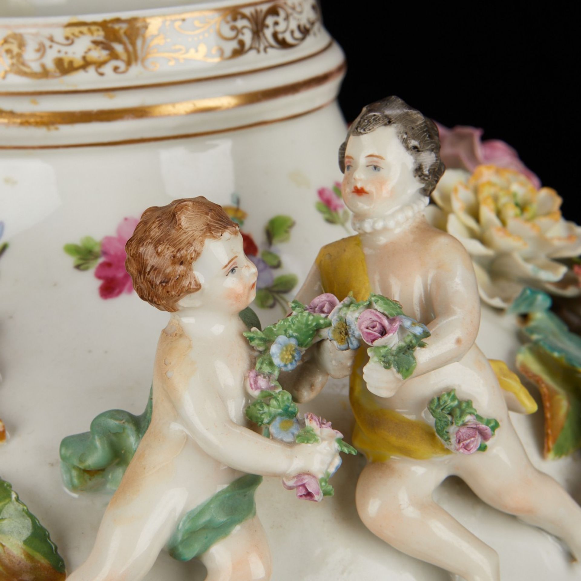 Carl Thieme Dresden Porcelain Urn w/ Putti 24 in - Bild 8 aus 14