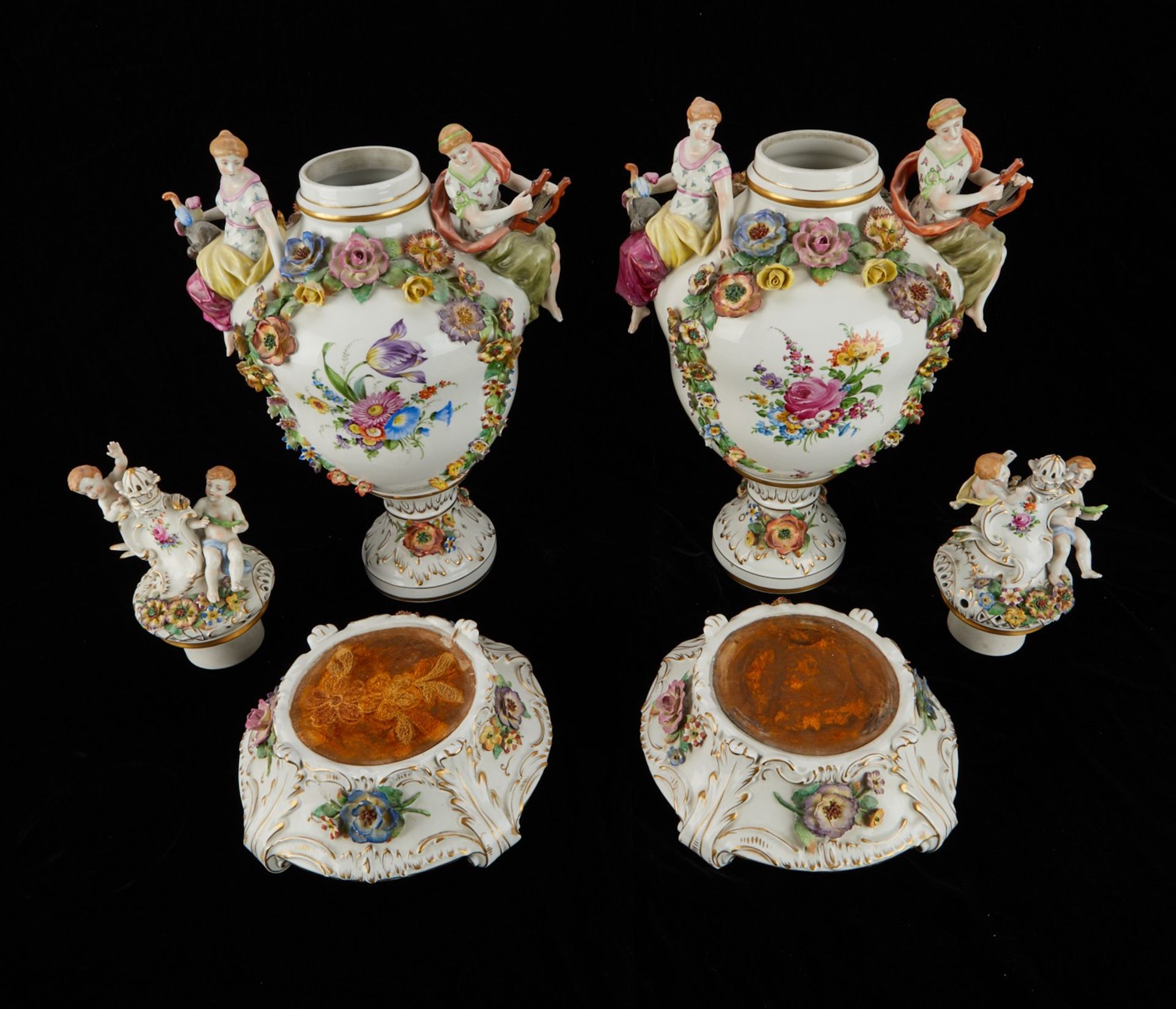 Pr of Large Porcelain Von Schierholz Urns 30 in. - Bild 4 aus 11