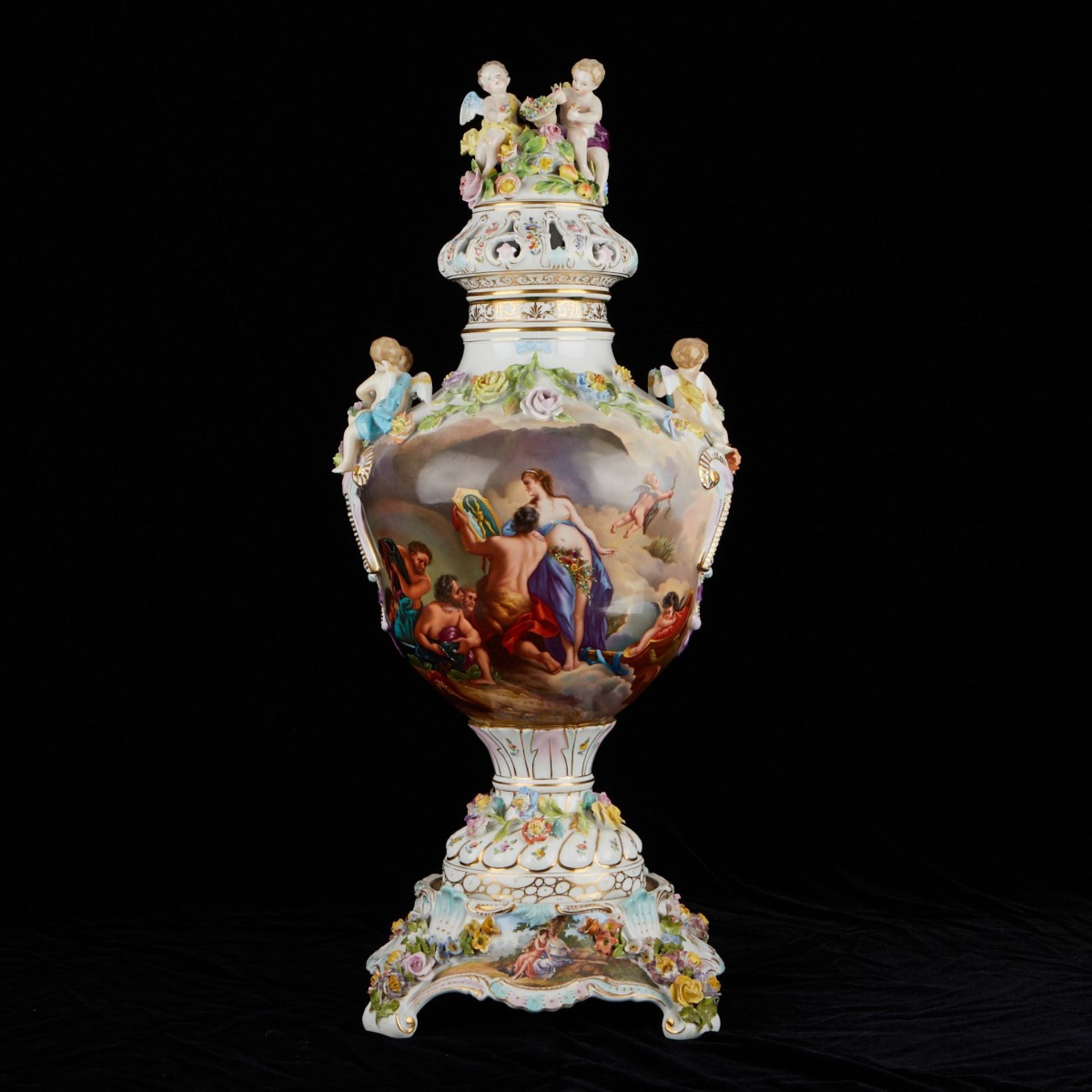 Carl Thieme Porcelain Urn w/ Cherubs