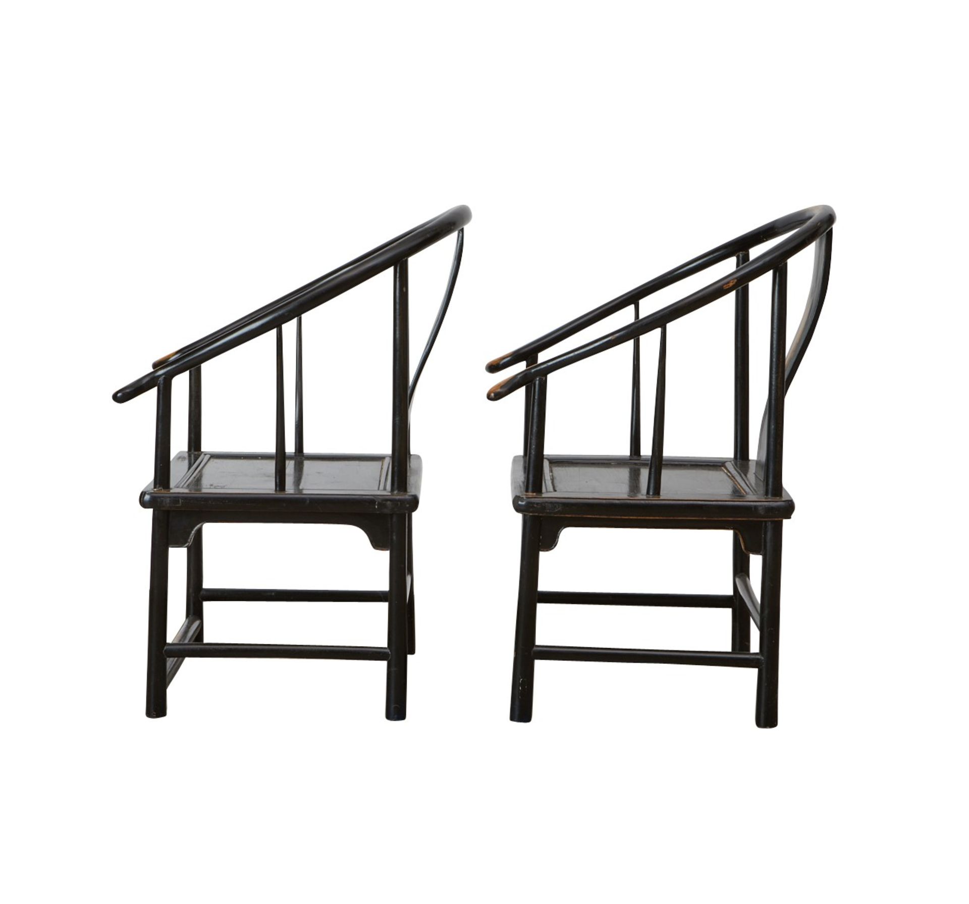 Pair Low Chinese Horseshoe-back Chairs - Image 6 of 13