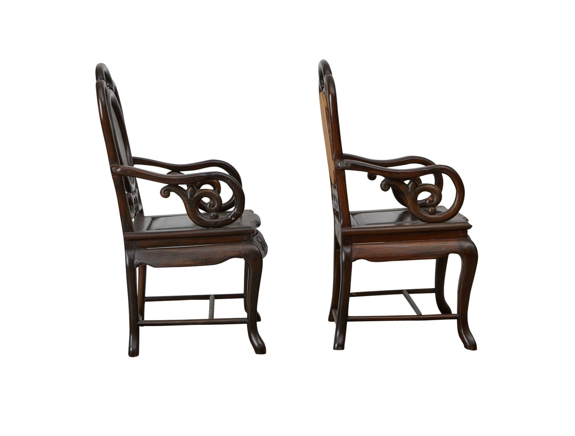 Pr: Chinese Hardwood Chairs w/ Marble Inset - Bild 7 aus 13