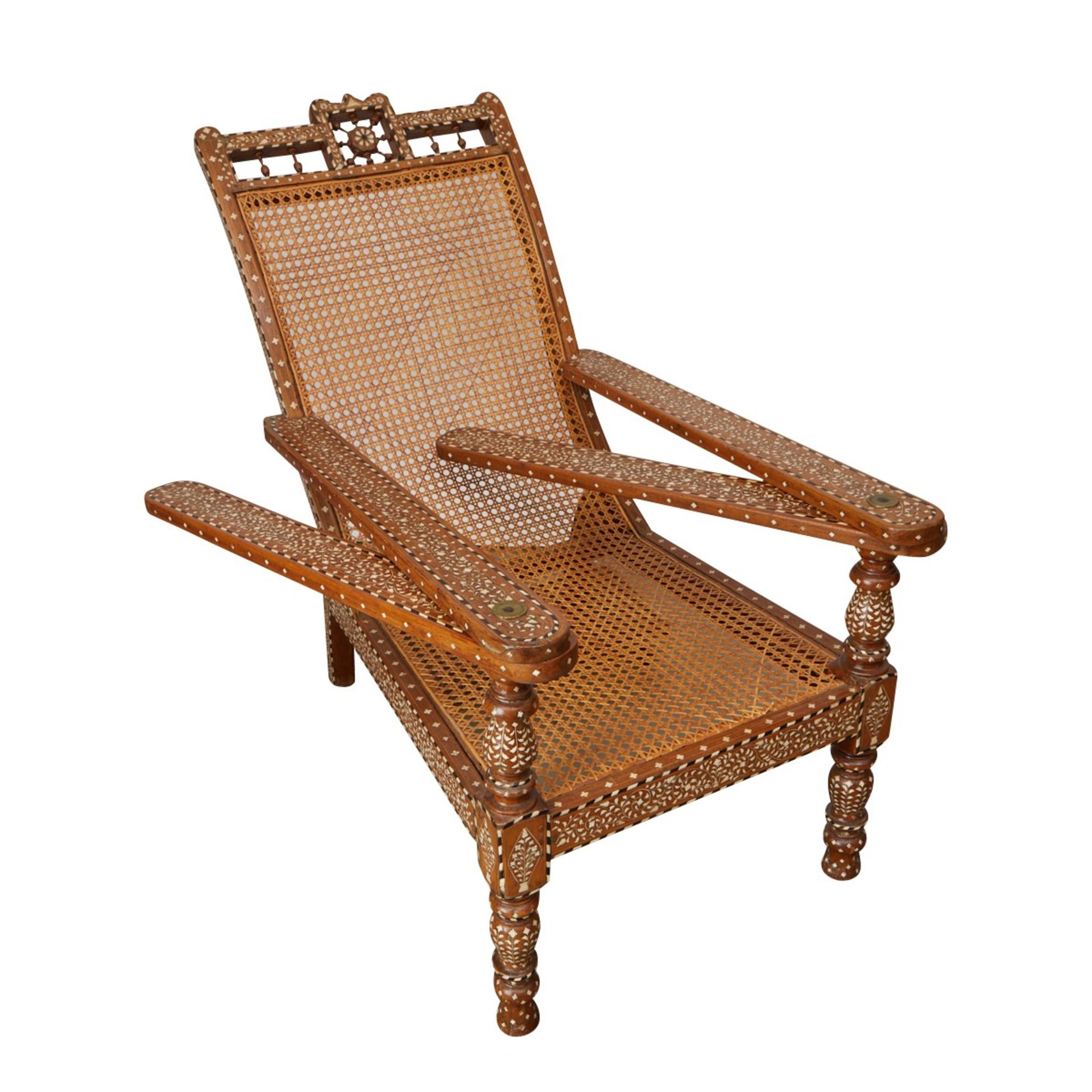 Syrian Inlaid Mother of Pearl Plantation Chair - Bild 12 aus 14