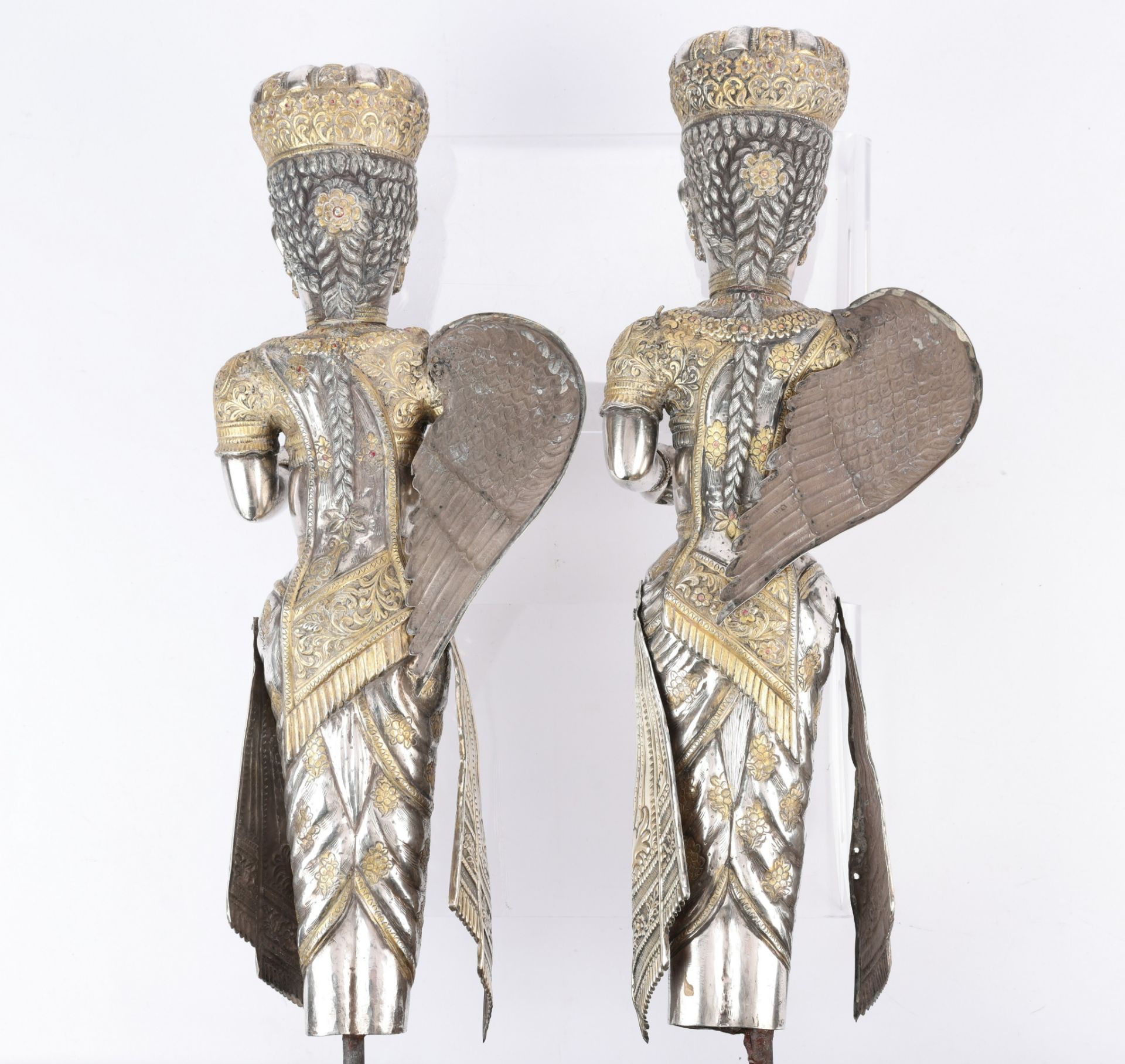 Pair Large Silver Indian Winged Figures - Image 2 of 7