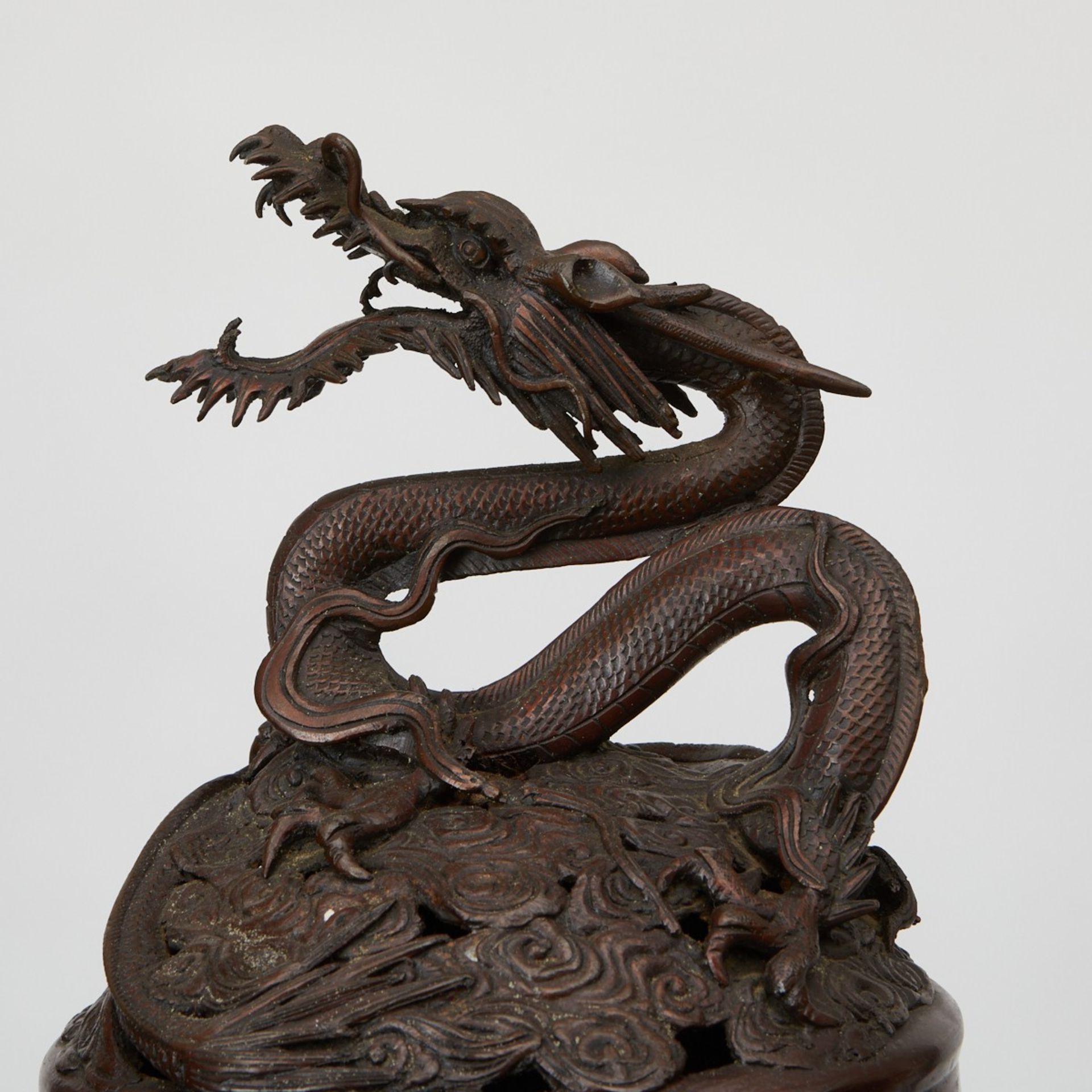 Lrg Japanese Bronze Dragon Censer - Bild 6 aus 10