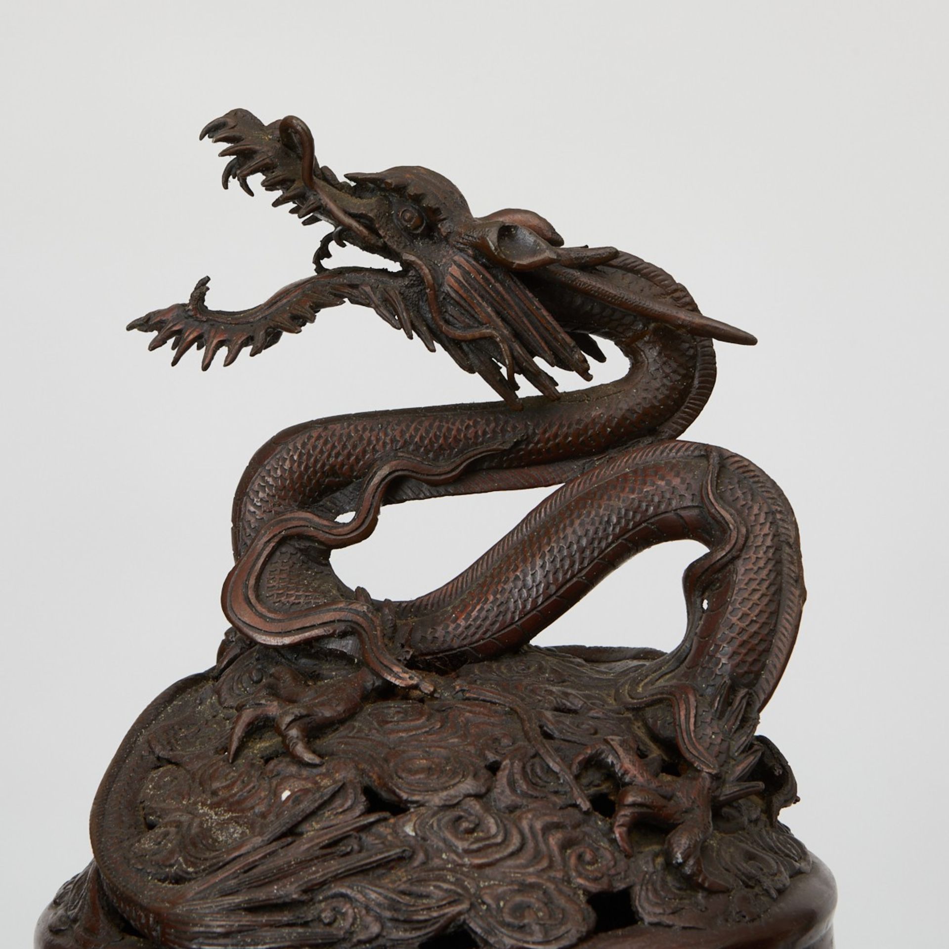 Lrg Japanese Bronze Dragon Censer - Image 6 of 10