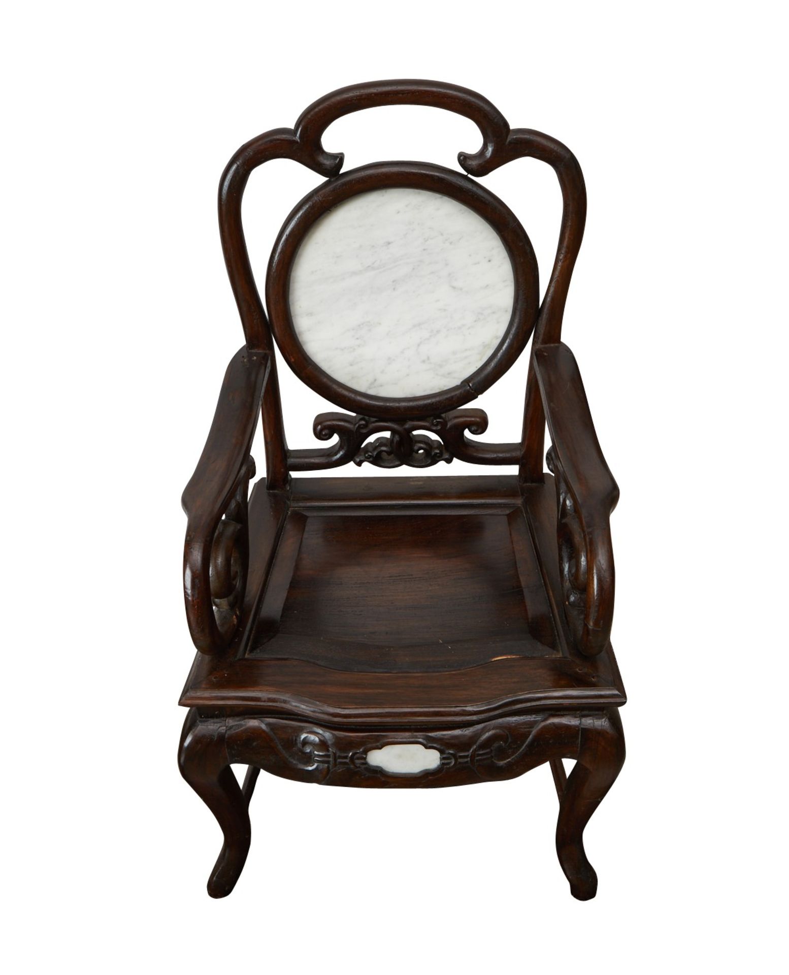 Pr: Chinese Hardwood Chairs w/ Marble Inset - Bild 9 aus 13