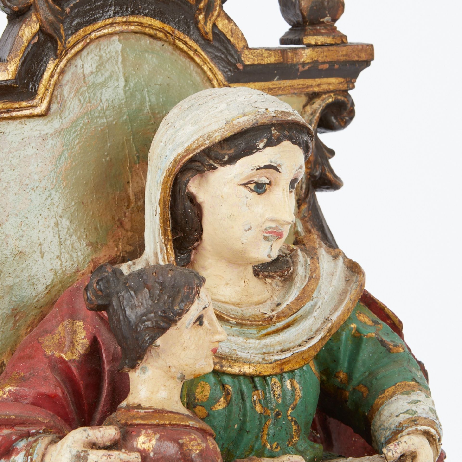 Polychrome Wood Mother & Daughter w/ Book Santos - Image 6 of 7