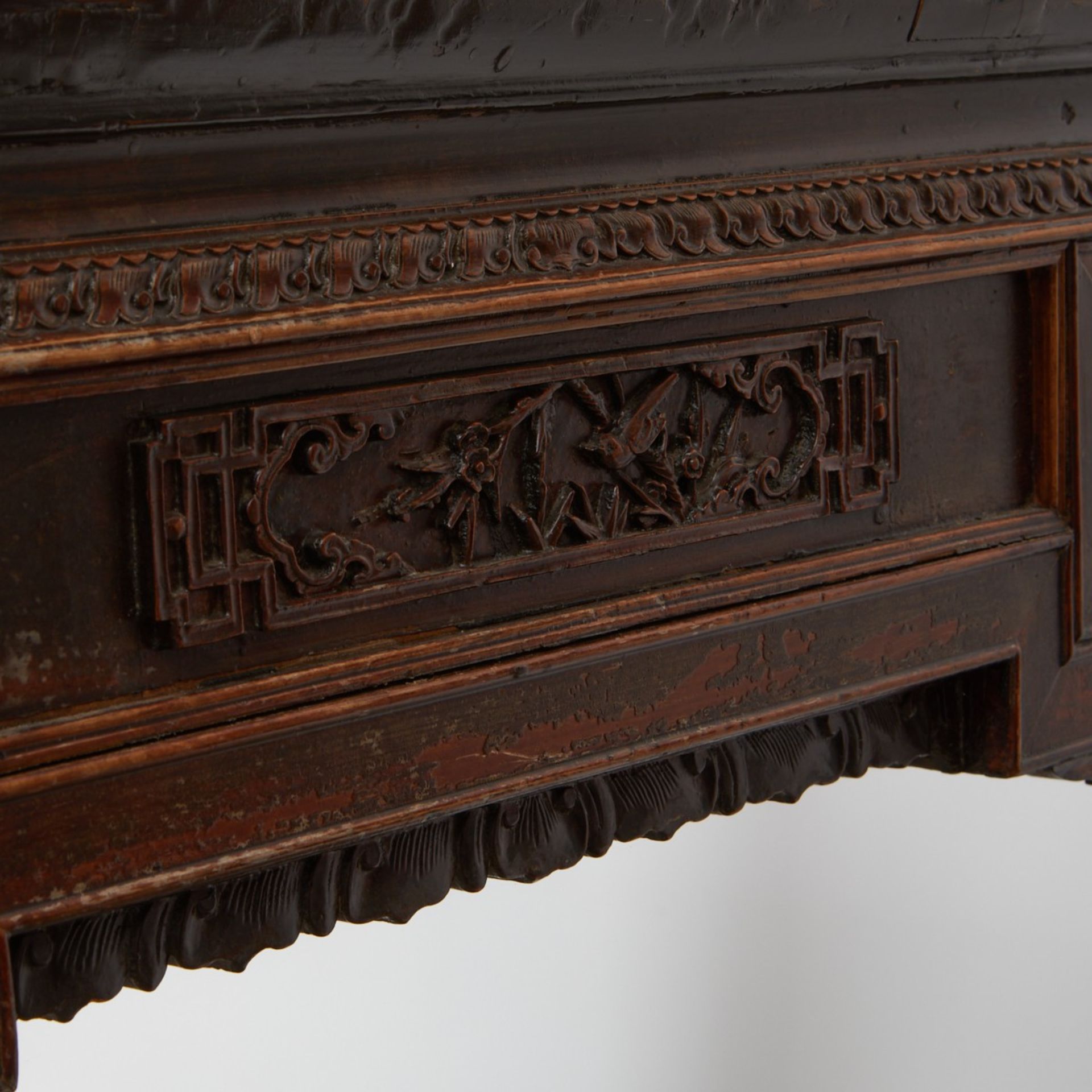 Chinese 19th c. Carved Wood Square Table - Image 9 of 11