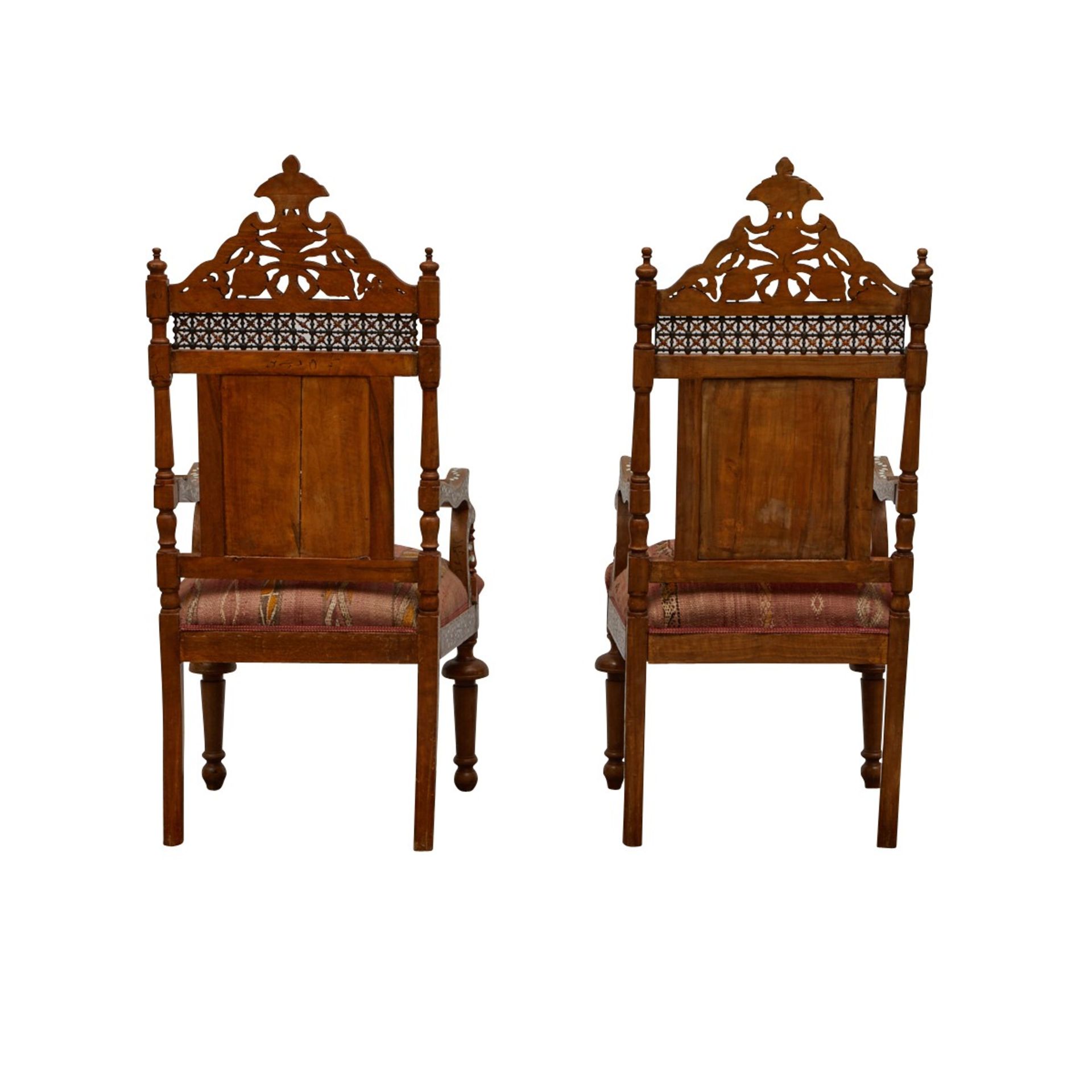 Pair of Syrian Mother of Pearl Inlaid Armchairs - Image 3 of 7