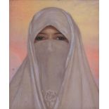 Francisco Gras "Veiled Woman" Pastel Drawing