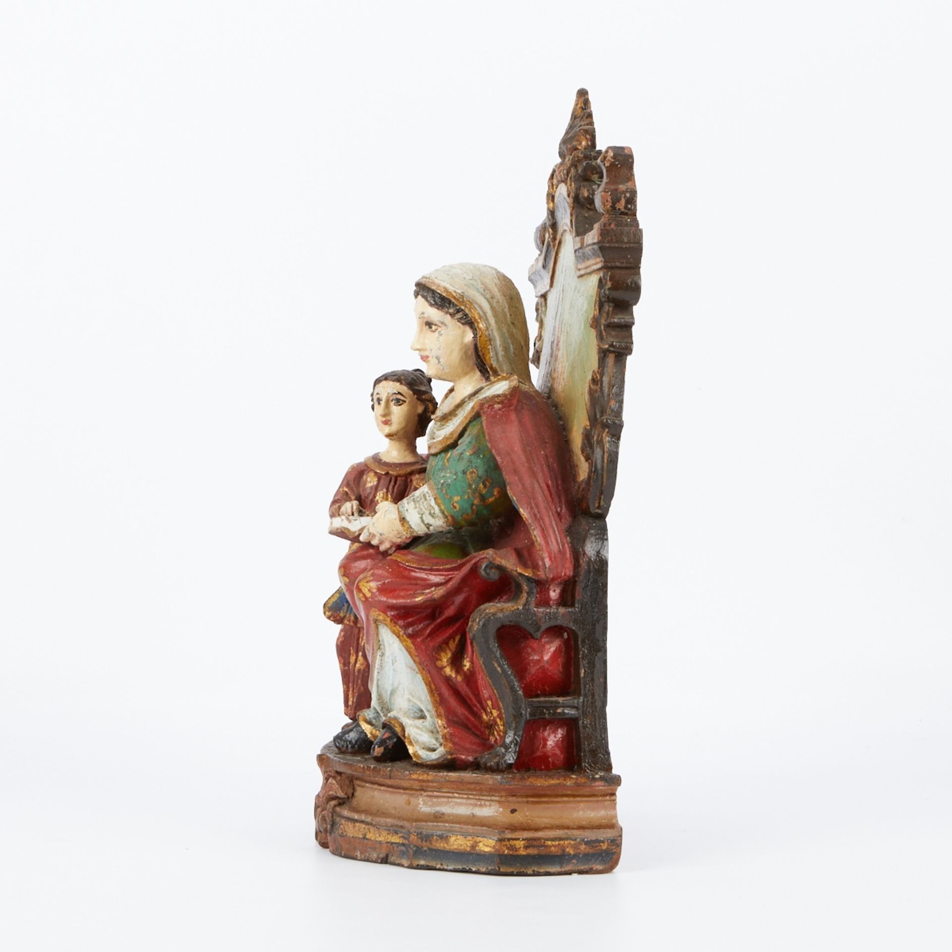 Polychrome Wood Mother & Daughter w/ Book Santos - Image 2 of 7