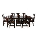 Modern Chinese Lacquered Table w/ 8 Chairs