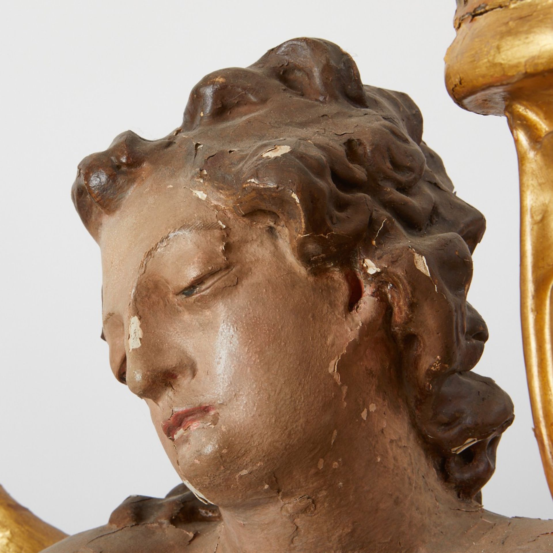 19th c. Gilt Gesso Angel w/ Candle - Image 8 of 8