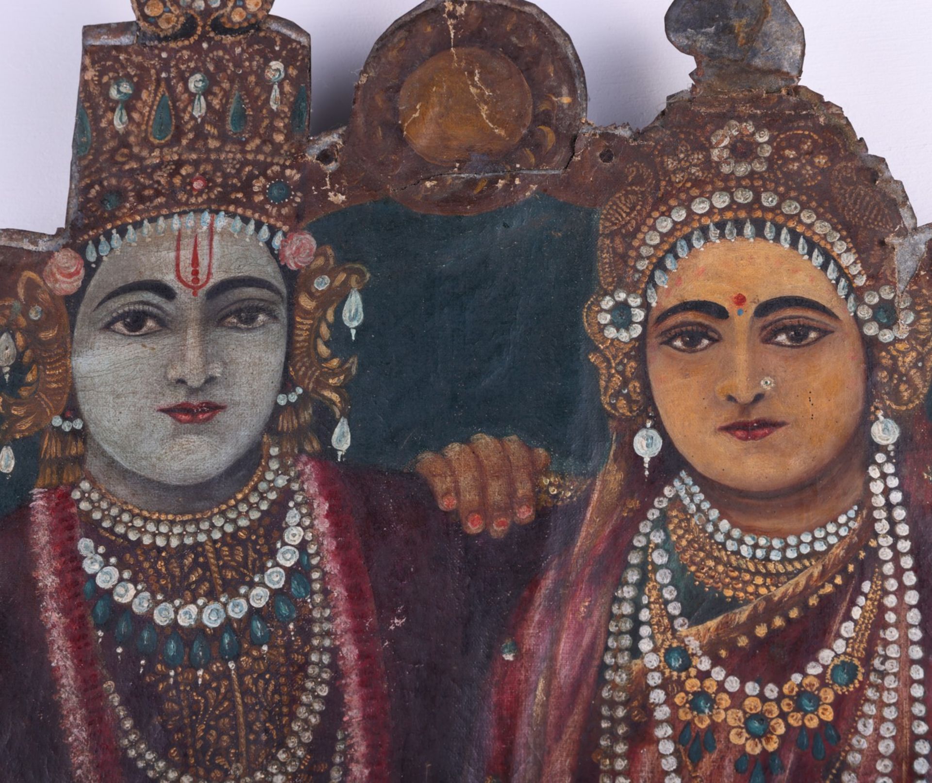 19th c. Indian Painted Panel of Ram and Sita - Image 2 of 5