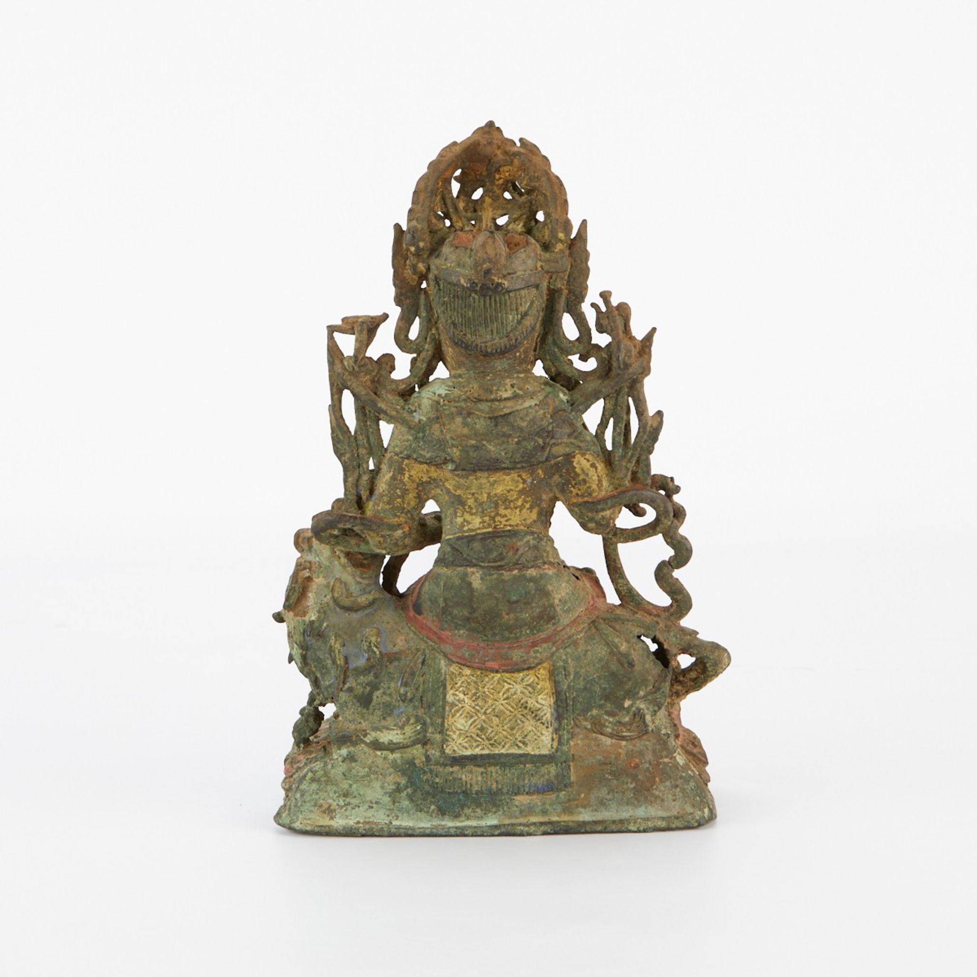 Ming or Qing Dynasty Polychrome Bronze Deity - Bild 3 aus 8