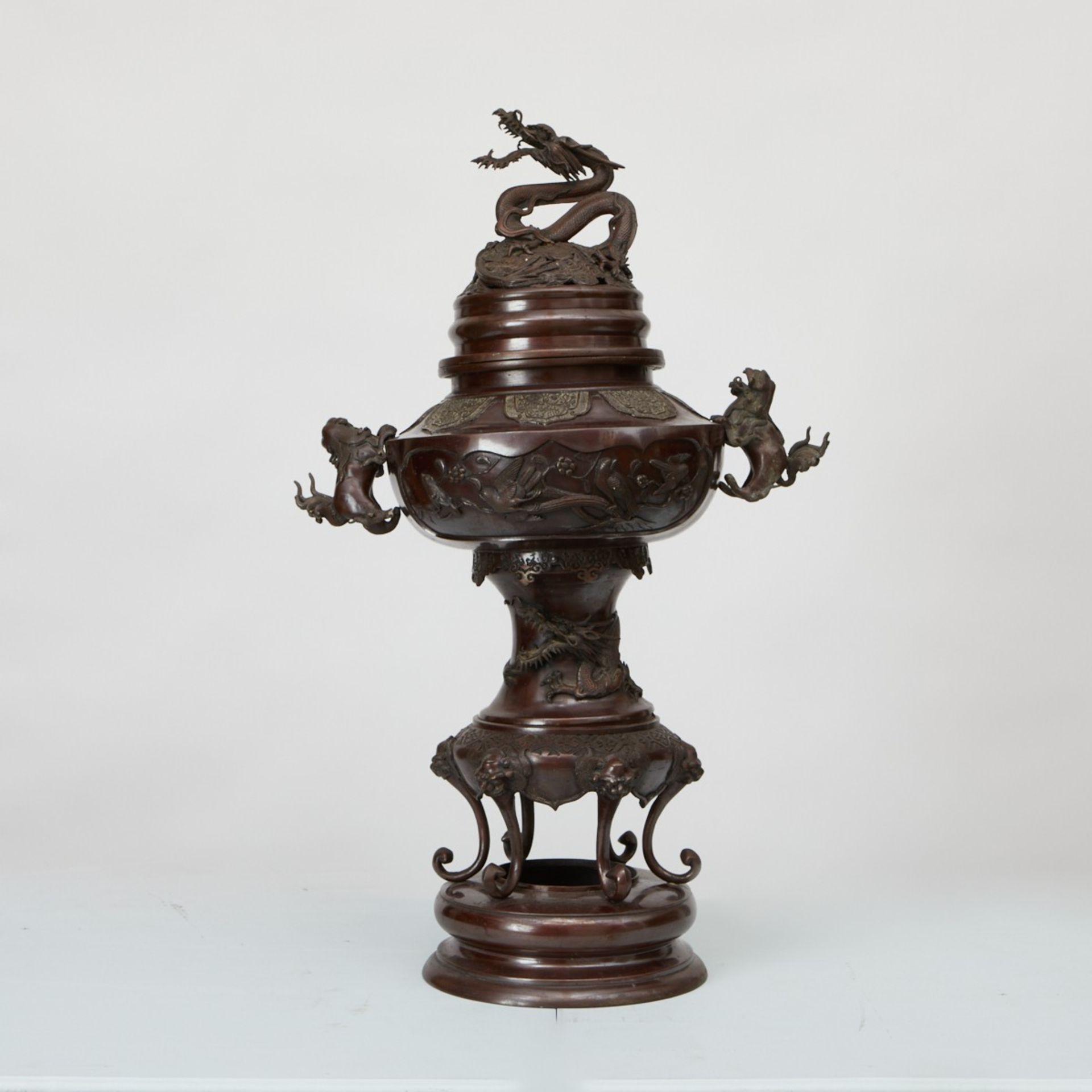 Lrg Japanese Bronze Dragon Censer